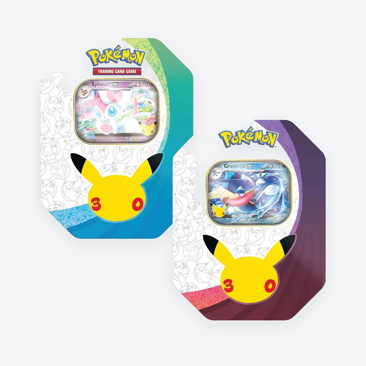 Pokémon TCG 30th Celebration ex Tins, Sylveon ex and Greninja ex